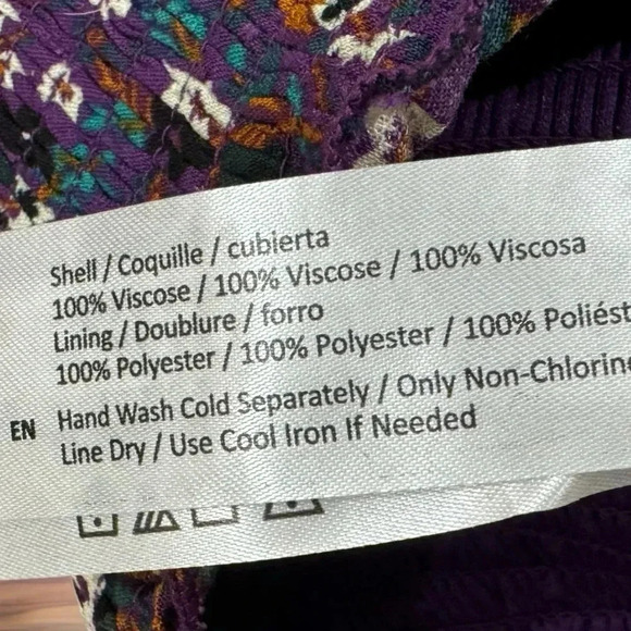 NWT BAND OF THE FREE Cropped Purple Floral Smocked Long Sleeve Blouse Sz XS - Picture 10 of 12